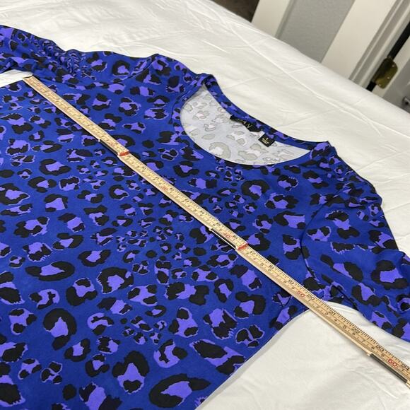 Iman Global Chic Purple Leopard Print Stretchy Womens Long Sleeve Top Size Large - Picture 5 of 7
